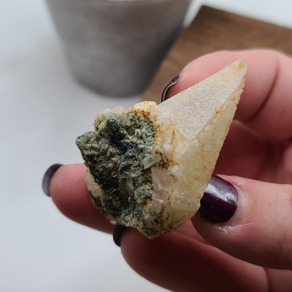 Rhodochrosite Covered Dogtooth Calcite Point Mineral Specimen from Bulgaria - Picture 3 of 4